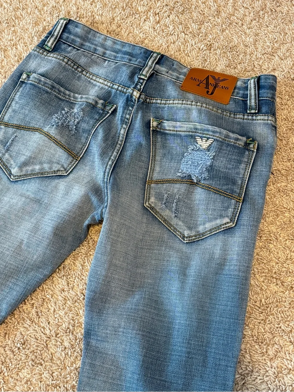 Armani Jeans Distressed Straight-Leg Denim Jeans Waist 29 Made In Italy